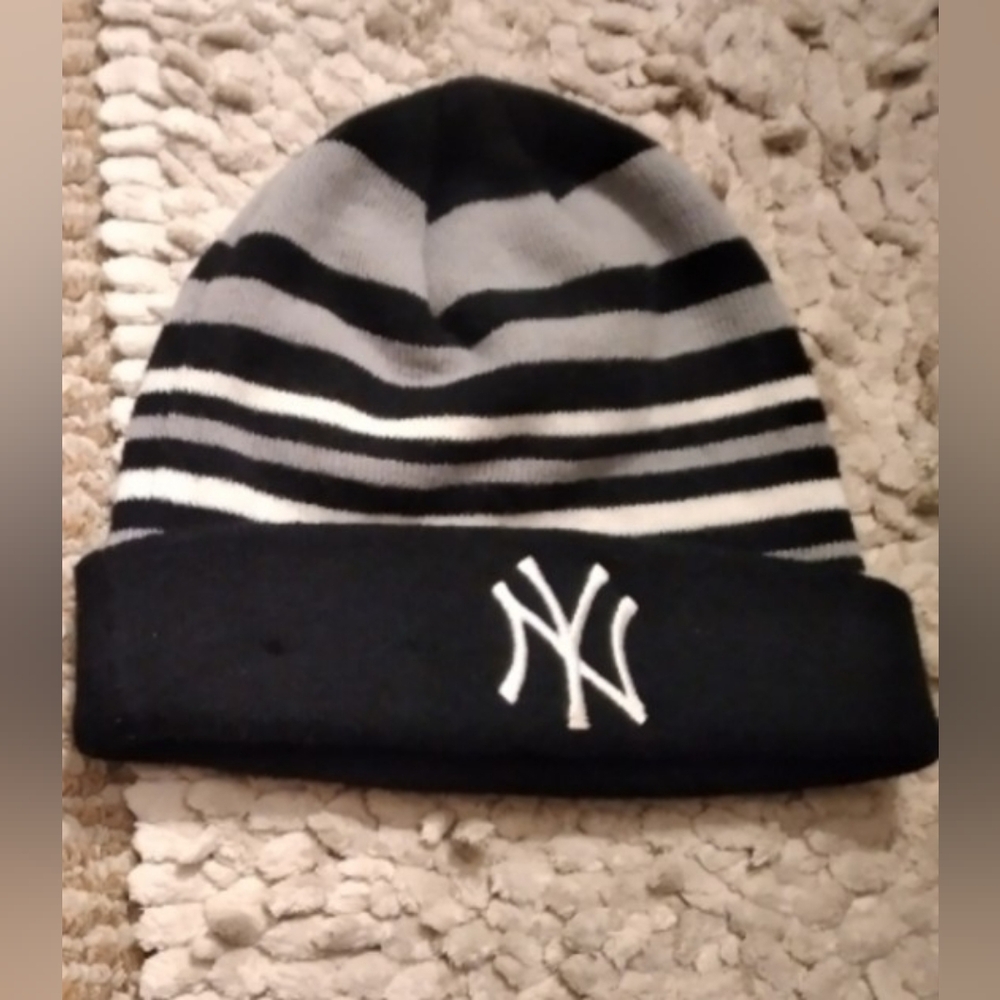 Striped Black and Gray Beanie